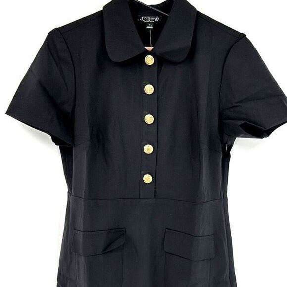 NWT J. Crew Black Collared Italian Bi-Stretch Wool Blend Midi Sheath Dress Sz 8 - Picture 6 of 12